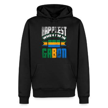 Gabonais Gabon Drapeau Gabonais Le plus heureux quand je suis - Sweat à capuche Premium bio Homme - noir - Devant - Nico (187cm)