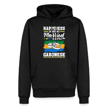 Le bonheur du drapeau gabonais du Gabon est marié - Sweat à capuche Premium bio Homme - noir - Devant - Nico (187cm)