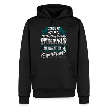 Stukateur und was ist deine Superkraft - Männer Premium Bio Hoodie - Schwarz - Vorne - Nico (187cm)