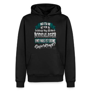 Bodenleger und was ist deine Superkraft - Männer Premium Bio Hoodie - Schwarz - Vorne - Nico (187cm)