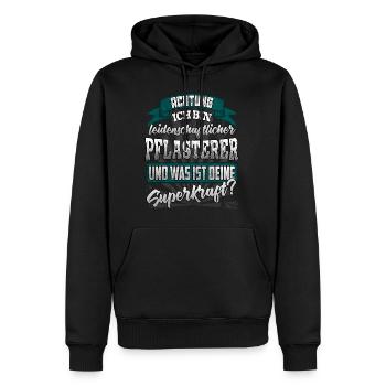 Pflasterer und was ist deine Superkraft - Männer Premium Bio Hoodie - Schwarz - Vorne - Nico (187cm)