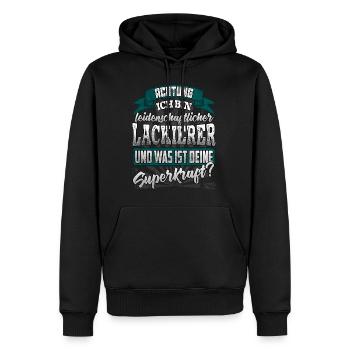 Lackierer und was ist deine Superkraft - Männer Premium Bio Hoodie - Schwarz - Vorne - Nico (187cm)