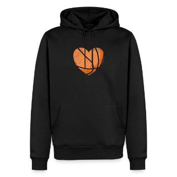 Basketball Herz Valentinstag f�r Jungen Basketball - Männer Premium Bio Hoodie - Schwarz - Vorne - Nico (187cm)