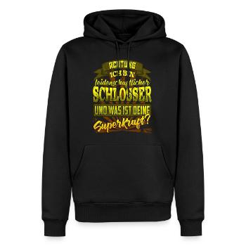 Schlosser und was ist deine Superkraft - Männer Premium Bio Hoodie - Schwarz - Vorne - Nico (187cm)