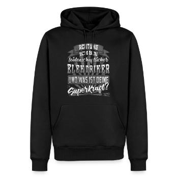Elektriker und was ist deine Superkraft - Männer Premium Bio Hoodie - Schwarz - Vorne - Nico (187cm)