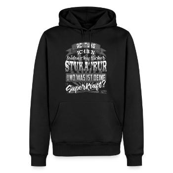 Stukateur und was ist deine Superkraft - Männer Premium Bio Hoodie - Schwarz - Vorne - Nico (187cm)