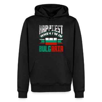 Bulgarisch Bulgarien Flagge am glücklichsten, wenn ich in bin - Männer Premium Bio Hoodie - Schwarz - Vorne - Nico (187cm)