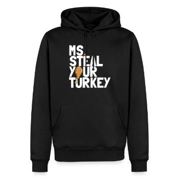 Frau stiehlt Ihre Truthahnm�dchen Kleinkind Thanks - Männer Premium Bio Hoodie - Schwarz - Vorne - Nico (187cm)