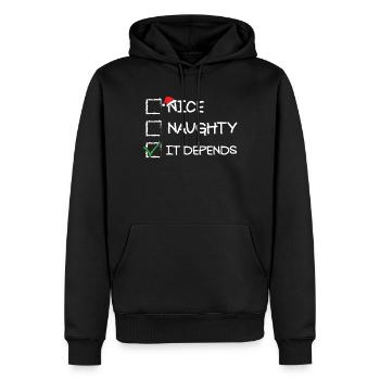 �nes Naughty Es h�ngt die lustige Weihnachtslis - Männer Premium Bio Hoodie - Schwarz - Vorne - Nico (187cm)