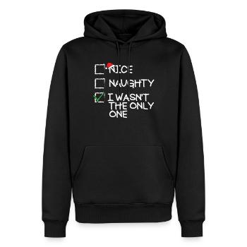 �nes Naughty Ich war nicht das einzige lustige - Männer Premium Bio Hoodie - Schwarz - Vorne - Nico (187cm)