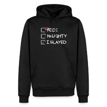 �ne ungezogene ich habe lustige Weihnachtsliste - Männer Premium Bio Hoodie - Schwarz - Vorne - Nico (187cm)