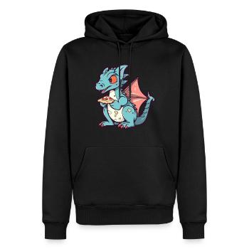 Drache mit Pizza Pizzaliebhaber Pizzeria - Männer Premium Bio Hoodie - Schwarz - Vorne - Nico (187cm)