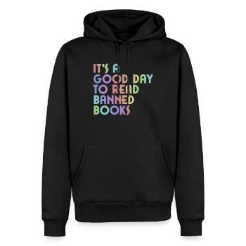 Es ist ein guter Tag, um verbotene B�cher zu lesen - Männer Premium Bio Hoodie - Schwarz - Vorne - Nico (187cm)