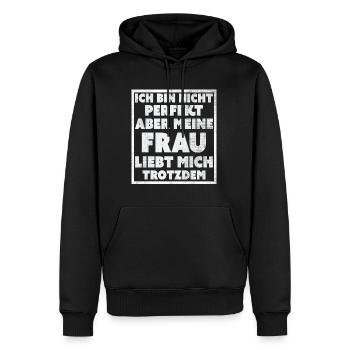 Lustige Sprüche T-Shirt online bestellen ,nur hier - Männer Premium Bio Hoodie - Schwarz - Vorne - Nico (187cm)