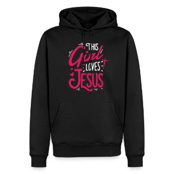 Dieses M�dchen liebt Jesus christliche Frauen lieb - Männer Premium Bio Hoodie - Schwarz - Vorne - Nico (187cm)