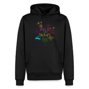 Reisen ist meine Therapie -Weltreisende -Reisether - Männer Premium Bio Hoodie - Schwarz - Vorne - Nico (187cm)