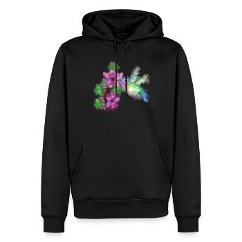 Hummingbird Aquarell Vogelbeobachter Kolibri - Männer Premium Bio Hoodie - Schwarz - Vorne - Nico (187cm)