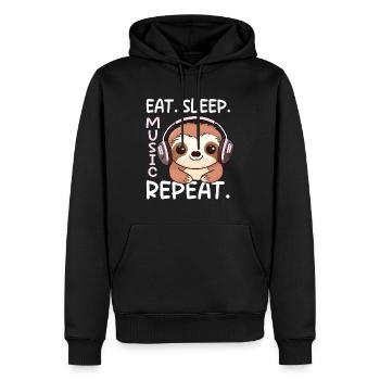 Kawaii Faultier Musikliebhaber Kopfhörer Musik DJ - Männer Premium Bio Hoodie - Schwarz - Vorne - Nico (187cm)