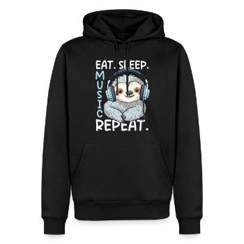 Musik Faultier DJ Musikliebhaber Kopfhörer - Männer Premium Bio Hoodie - Schwarz - Vorne - Nico (187cm)