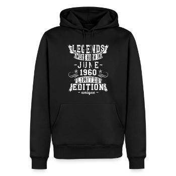 Date de naissance : Juin 1960 Edition Limitée Vintage - Sweat à capuche Premium bio Homme - noir - Devant - Nico (187cm)