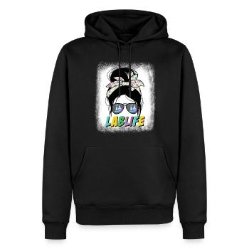 Lablife Messy Bun Frauenlabortechniker - Männer Premium Bio Hoodie - Schwarz - Vorne - Nico (187cm)