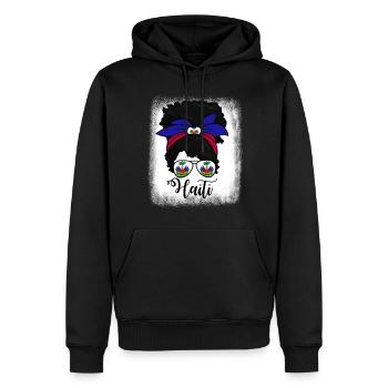 Haiti Messy Bun Women's stolze haitianische M�dche - Männer Premium Bio Hoodie - Schwarz - Vorne - Nico (187cm)