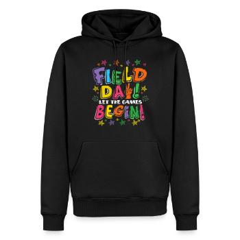 Field Day lassen die Spiele die �ler Kinderlehr - Männer Premium Bio Hoodie - Schwarz - Vorne - Nico (187cm)