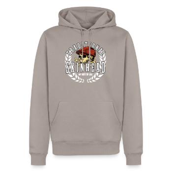 Unique Oi Skinhead - Men’s Premium Organic Hoodie - taupe - Front - Nico (187cm)