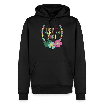 Dies ist mein hawaiianisches Hemd Aloha Lei Hawaii - Männer Premium Bio Hoodie - Schwarz - Vorne - Nico (187cm)