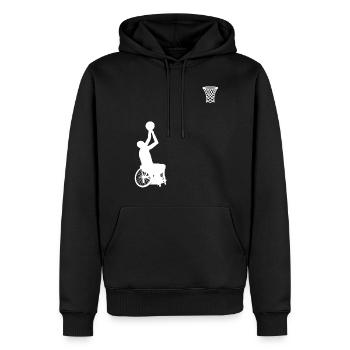 Basketball en fauteuil roulant Joueur de basketball en fauteuil roulant - Sweat à capuche Premium bio Homme - noir - Devant - Nico (187cm)