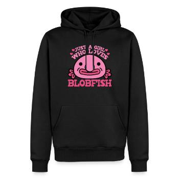 Nur ein Mädchen, das Blobfish Women's Blobfish lie - Männer Premium Bio Hoodie - Schwarz - Vorne - Nico (187cm)