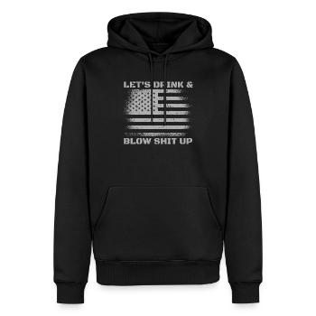 Lass uns trinken und Schei�e in das Feuerwerk am 4 - Männer Premium Bio Hoodie - Schwarz - Vorne - Nico (187cm)