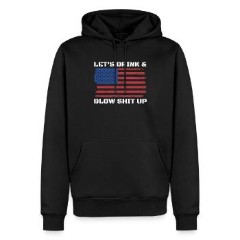 Lass uns trinken und Schei�e in das Feuerwerk am 4 - Männer Premium Bio Hoodie - Schwarz - Vorne - Nico (187cm)