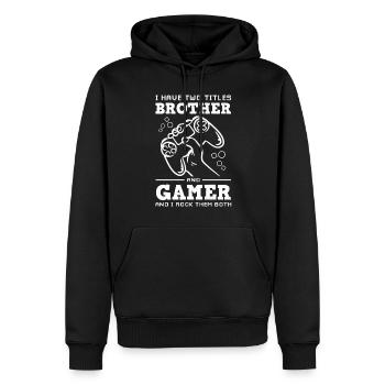 Gamer Gaming Gamer Jeux vidéo Jeux vidéo - Sweat à capuche Premium bio Homme - noir - Devant - Nico (187cm)