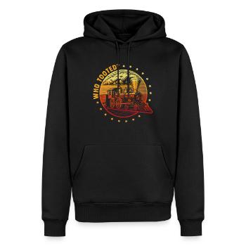 Modelleisenbahn Dampflok Eisenbahner Zug - Männer Premium Bio Hoodie - Schwarz - Vorne - Nico (187cm)