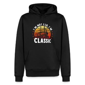 Modelleisenbahn Lustig Dampflok Eisenbahn - Männer Premium Bio Hoodie - Schwarz - Vorne - Nico (187cm)