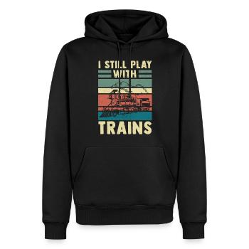 Eisenbahn Modelleisenbahn Dampflok - Männer Premium Bio Hoodie - Schwarz - Vorne - Nico (187cm)