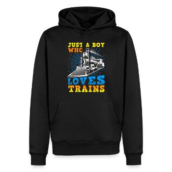 Zug Modelleisenbahn Eisenbahn Dampflok - Männer Premium Bio Hoodie - Schwarz - Vorne - Nico (187cm)