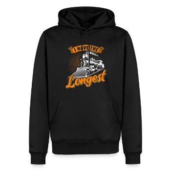Modélisme ferroviaire, locomotive, locomotive à vapeur, modélisme ferroviaire - Sweat à capuche Premium bio Homme - noir - Devant - Nico (187cm)
