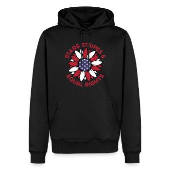 Sterne Stripes und gleiche Rechte Sonnenblumenfrau - Männer Premium Bio Hoodie - Schwarz - Vorne - Nico (187cm)