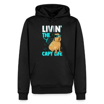 Capybara Douche Capybara Rongeur - Sweat à capuche Premium bio Homme - noir - Devant - Nico (187cm)