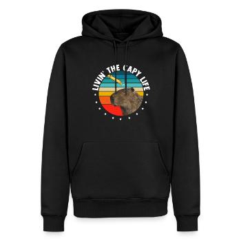Capybara Douche Drôle Capybara - Sweat à capuche Premium bio Homme - noir - Devant - Nico (187cm)