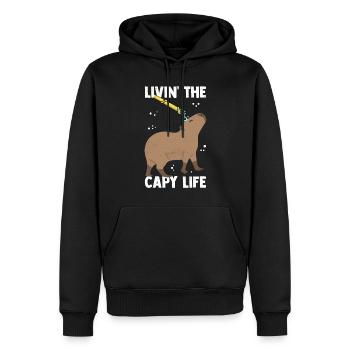 Capybara Douche Capybara Rongeur - Sweat à capuche Premium bio Homme - noir - Devant - Nico (187cm)