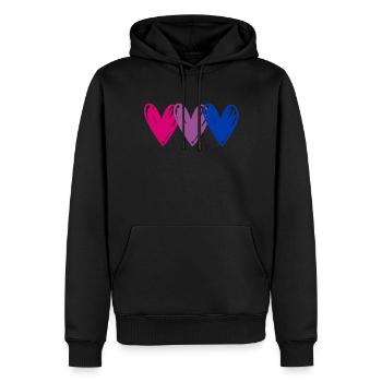 Bi sexuelle Flagge Herzen LGBTQ Pride Bisexuell - Männer Premium Bio Hoodie - Schwarz - Vorne - Nico (187cm)