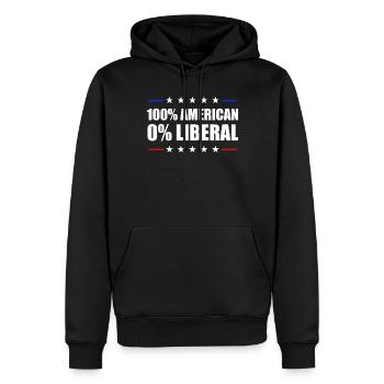 100% American 0% Liberal USA Flagge 0% Liberaler - Männer Premium Bio Hoodie - Schwarz - Vorne - Nico (187cm)