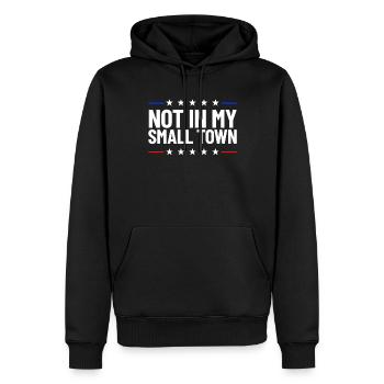 Nicht in meiner Kleinstadt USA -Flagge nicht in me - Männer Premium Bio Hoodie - Schwarz - Vorne - Nico (187cm)