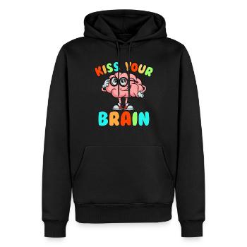 Küss dein Gehirn, s��er Lehrer zur�ck in die Schul - Männer Premium Bio Hoodie - Schwarz - Vorne - Nico (187cm)