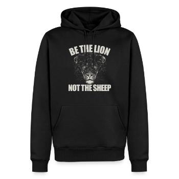 Soyez le lion, pas le mouton-anti-qui, le lion - Sweat à capuche Premium bio Homme - noir - Devant - Nico (187cm)
