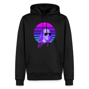 Ben Franklin Vaporwave Amerikanische Geschichte Fr - Männer Premium Bio Hoodie - Schwarz - Vorne - Nico (187cm)