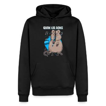 Karaoké chantant chanteur Quokka - Sweat à capuche Premium bio Homme - noir - Devant - Nico (187cm)